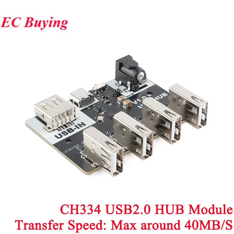 Módulo Hub CH334 4 Interface USB2.0 Hub Chip 40 MB/S 5V XL-USBHUB USB-A TYPE-C DC5.5 * 2.1 Interface