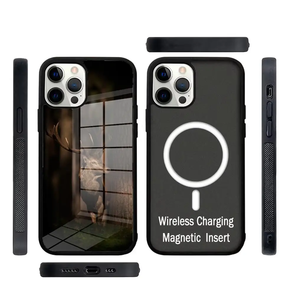 

Deer Hunting Camo Phone Case Glass For IPhone 16 15 Promax 14 13 Pro 12 11 Magnetic charging Covers