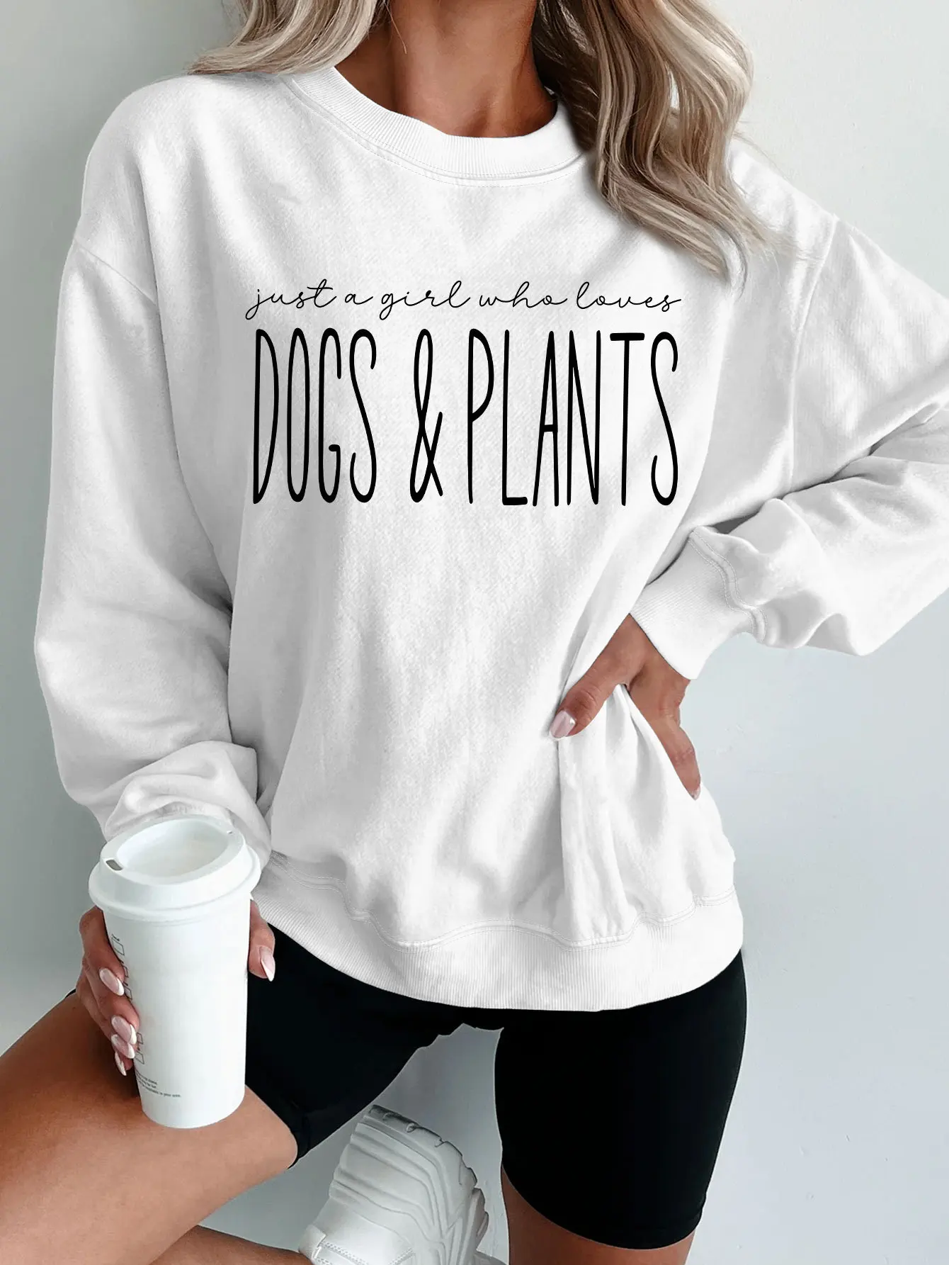 Women's Sweatshirts 2025 Aummer  Just A Girl Who Loves Dogs And Plants printed pullover tops  Hoodies Long sleeves graphic  Y2k