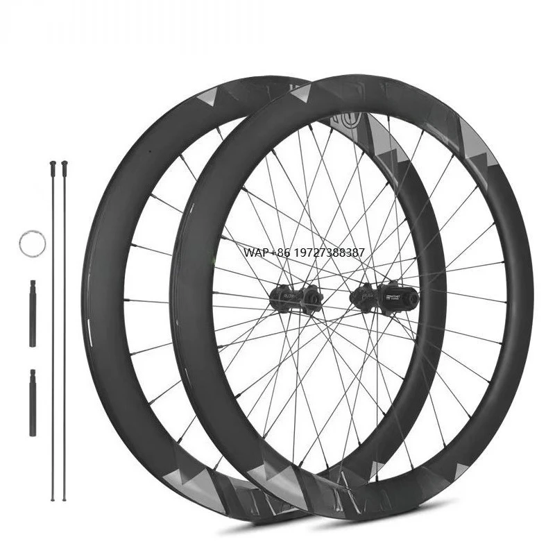 

700C Carbon Fibre Road Bike Wheelset Disc Brakes 50mm Rim Width 28mm 24 Spokes Clincher/Tubeless 36T Ratchet Hub