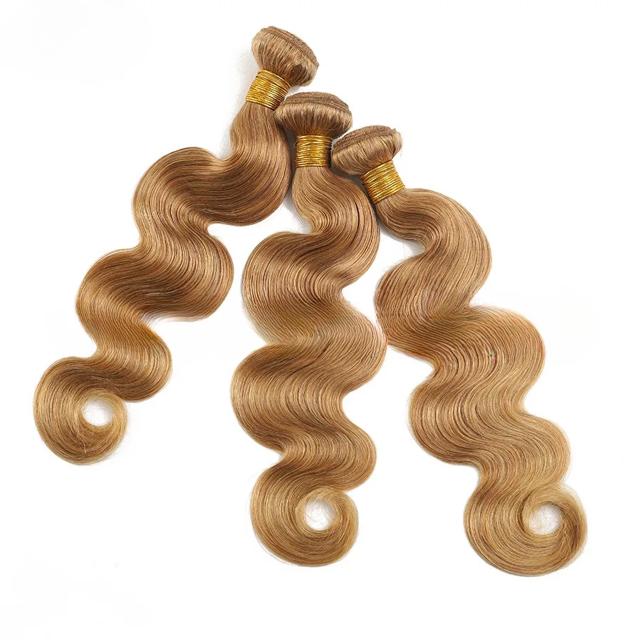 Extensiones de cabello humano ondulado, cabello Remy brasileño virgen de doble trama, cabeza completa, Color #27, 100 g/PC