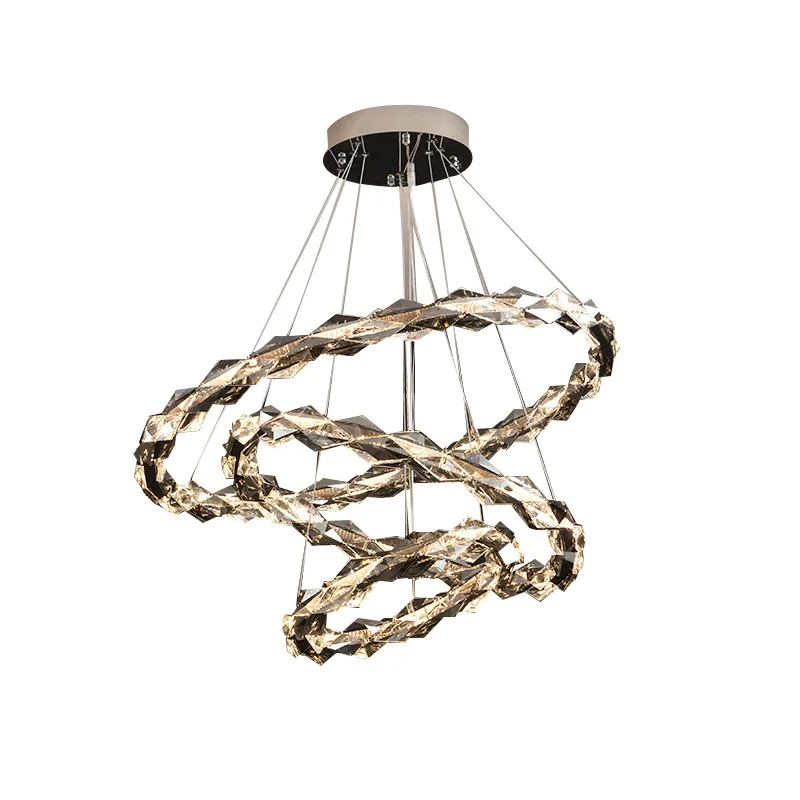 

Nordic designer light luxury crystal lamp modern simple duplex villa living room dining room bedroom art deco chandelier