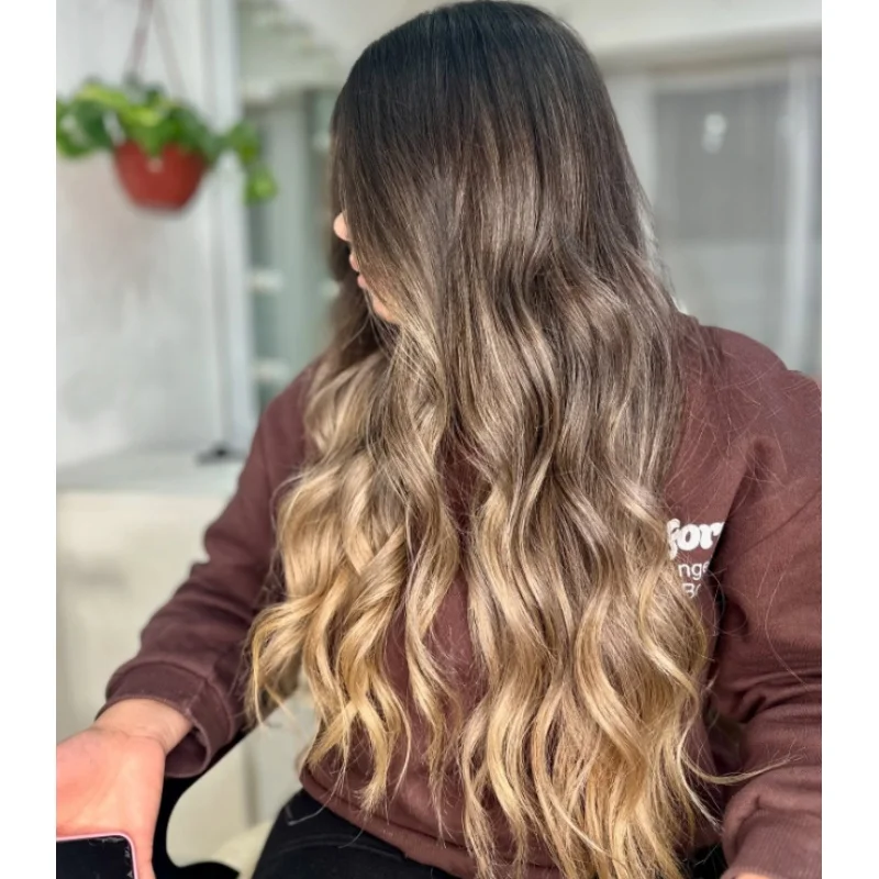 

Dark Brown Lace Front Wig With Blonde Highlights And Dark Roots Balayage Heat Friendly Synthetic Wig Middle Part Ombre Brown Wig