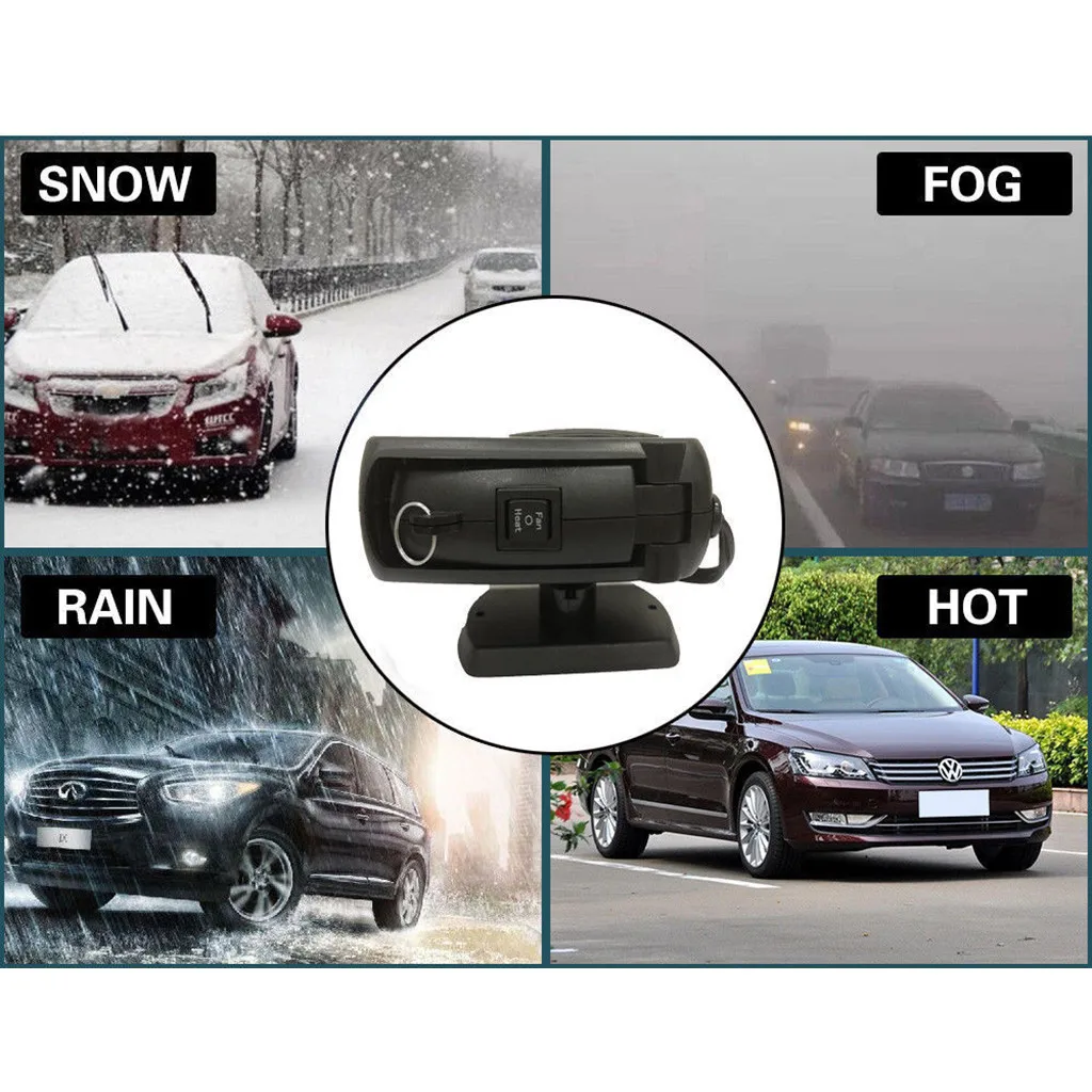 Imagem -04 - Portátil Auto Carro Aquecedor Defloster Demiler Aquecedor Elétrico Brisa 360 Graus de Rotação Abs Aquecimento Ventilador de Refrigeração 12 24v 200w