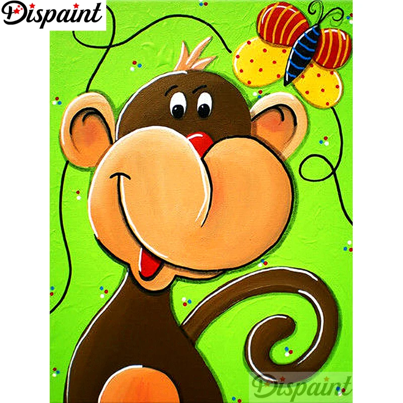 

Dispaint Full Square/Round Drill 5D DIY Diamond Painting "Cartoon monkey" 3D Embroidery Cross Stitch Home Decor Gift A12357