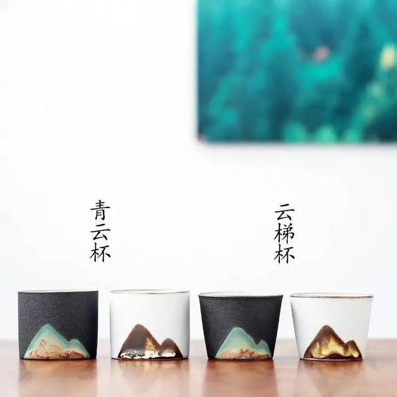 رسمت باليد زن فنجان شاي يدوية الصينية الخام الفخار ماستر كوب جينغدتشن السيراميك الكونغفو طقم شاي فنجان شاي #3