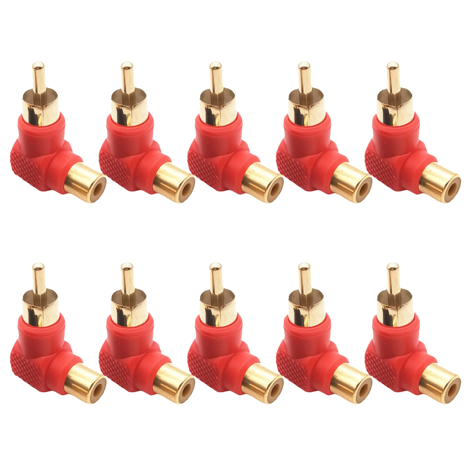 Improve your audio experience with this 10 pack of for rca male to female connectors Gold plated for better signal transmission