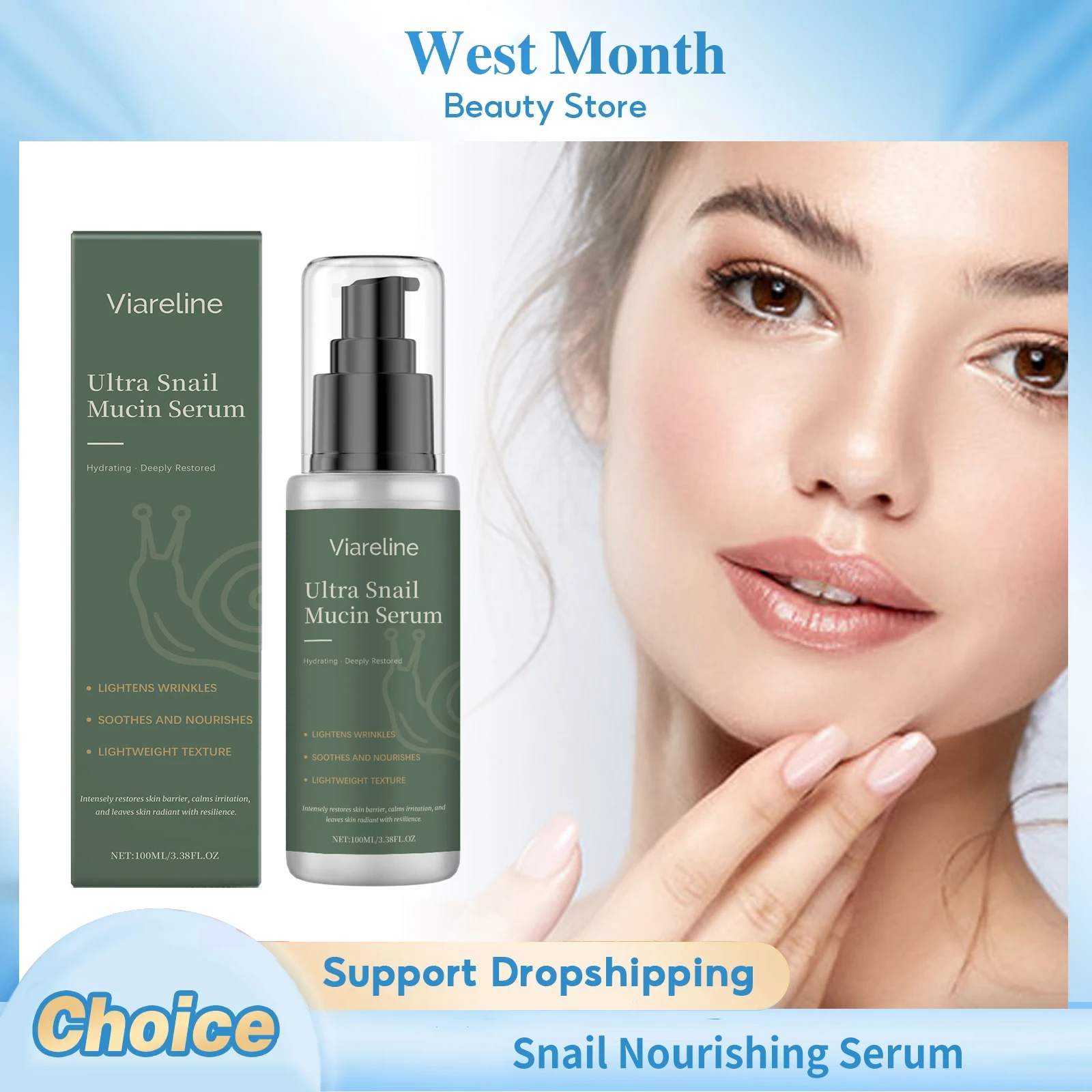 

Snail Moisturizing Serum Nourishing Smoothing Wrinkles Fade Fine Lines Firming Lifting Brightening Anti Aging Repair Face Serum