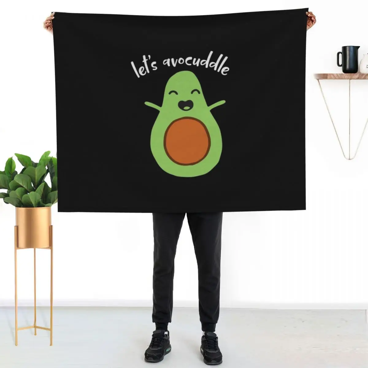 Humor Avocado Let's Avocuddle Adorable Couple His and Hers Throw Blanket Cute For Sofa Thin Soft Beds Blankets
