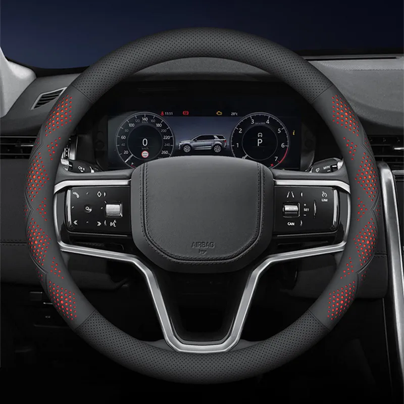 Car Leather Steering Wheel Cover 15 inches 38CM porosity For Ford Focus ESCORT Mondeo EDGE Kuga Ecosport Explorer BRONCO