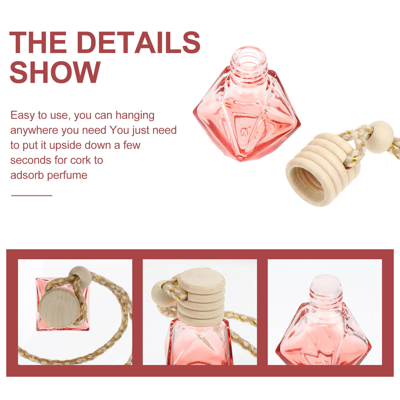 

5Pcs 8Ml Car Perfume Bottle Pendant Fresh Air Stress Relief Romantic Atmosphere Decorative Gift Perfume Bottle