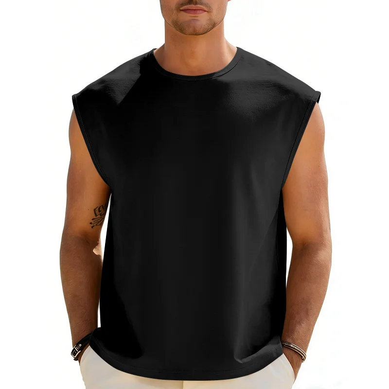 2026 Sommer Herren Einfarbiges Rundhals-Ärmelloses Tanktop Locker Sitzend Schnelltrocknend Atmungsaktiv Laufweste Workout Sportunterhemd