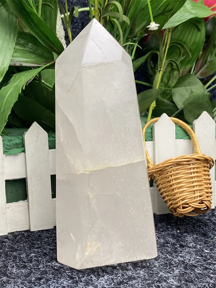 Minerales Natural White Crystal Hexagonal Obelisk ​Reiki Healing Wand Find Ore Holiday Gifts Home Decor Decoratio Feng Shui Ltem