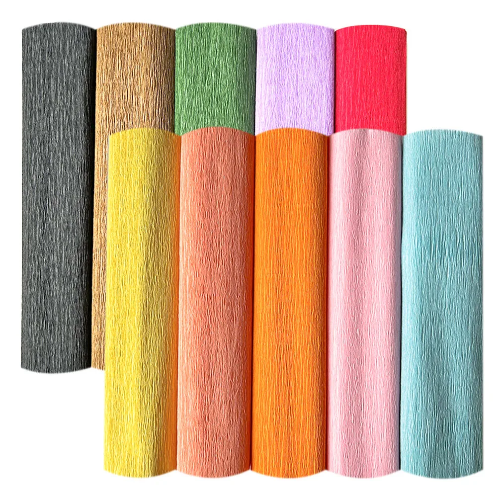 15 Colors 250x25cm Colored Crepe Paper Roll Origami Crinkled Crepe Paper DIY Flowers Decoration Gift Wrapping Paper Fold Crafts