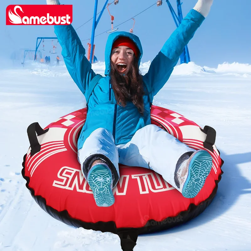 

Camebust 47Inch New Inflatable Ski Ring with Oxford Cloth Cover Winter Snow Tube, Rose Red