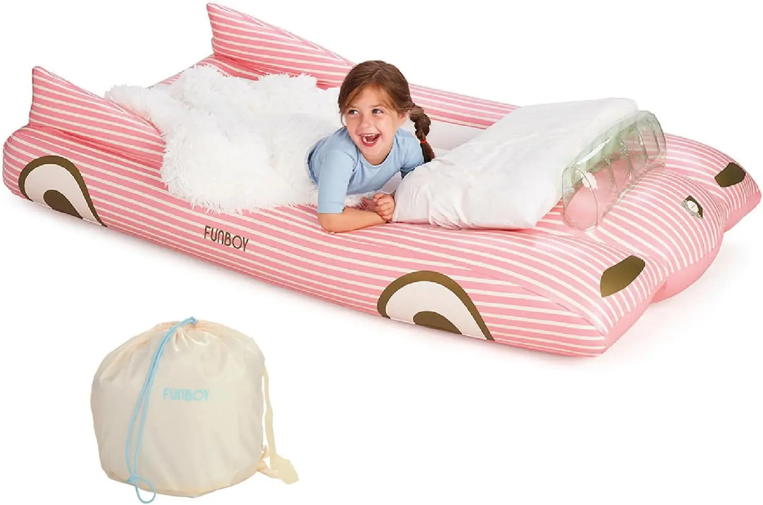 

Pink Inflatable Travel Bed for Kids, Twin Size with Storage Bag - Perfect for Sleepovers