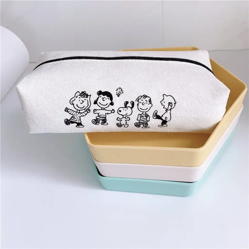 Snoopy Pencil Case Anime Kid Large Capacity Stationery Box School Students Supplies Cute Women Cosmetic Travel Storage Bag Gifts