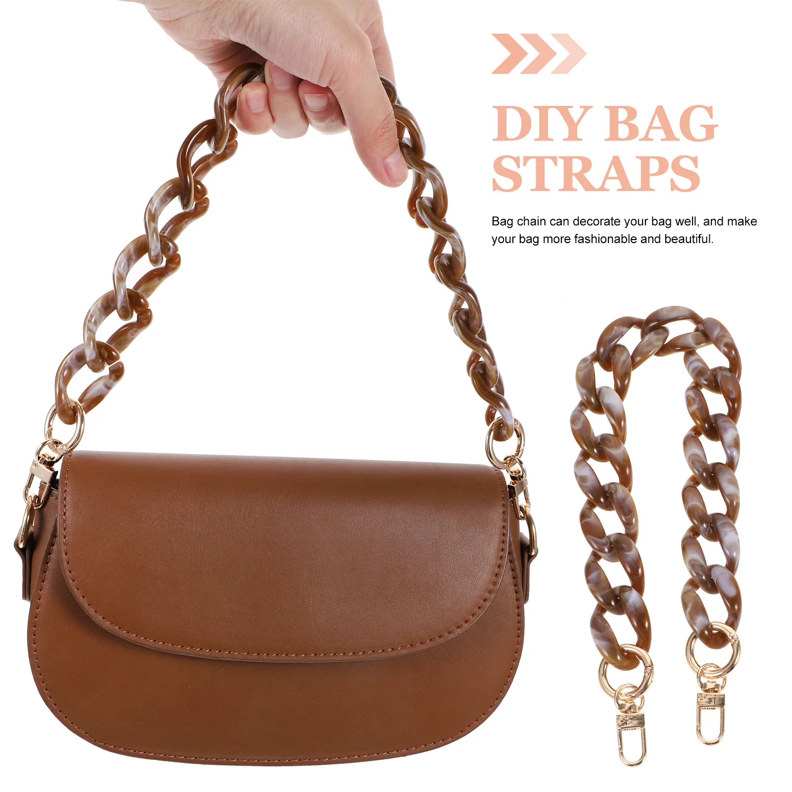 Exquisite Acrylic Fishbone Chain for DIY Handbags Tote Purse Clutch Replacement Strap Decorative Bag Accessory Fashionable Chain