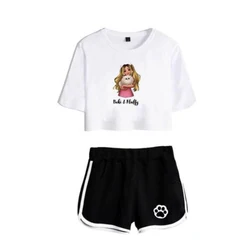 Rebekah Wing Merch Beki & Fluffy Print Tracksuit Women Two Piece Set Top and Shorts Outfits Casual Sportwear Streetwear