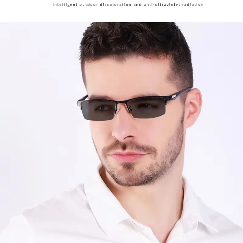 2026 Titanium Photochromic Multifocus Reading Glasses Men Women Progressive Anti-blue Light Half Frame Presbyopic Eyeglasses