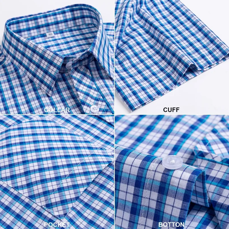 New 100% Cotton Plaid Shirts For Men\'s Short Sleeve Summer Fashion Casual Thin Soft Comfortable Dress Shirt Clothing S-8XL