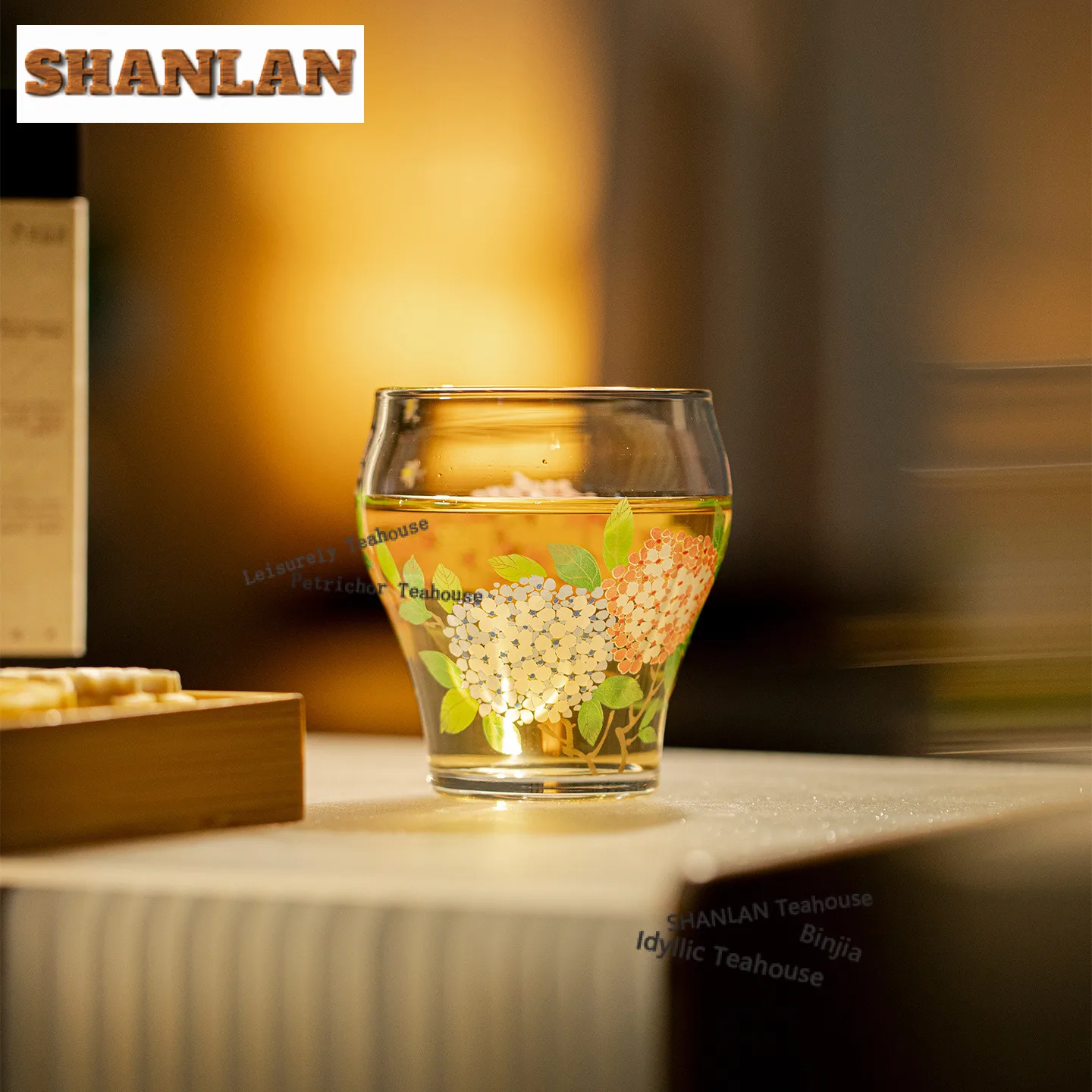 

230ml Hydrangea Glass Teacup Japanese Tea Bowl Tea Cup Set Tea-tasting Meditation Cup Chazhan Master Cups Drinkware Gift Craft