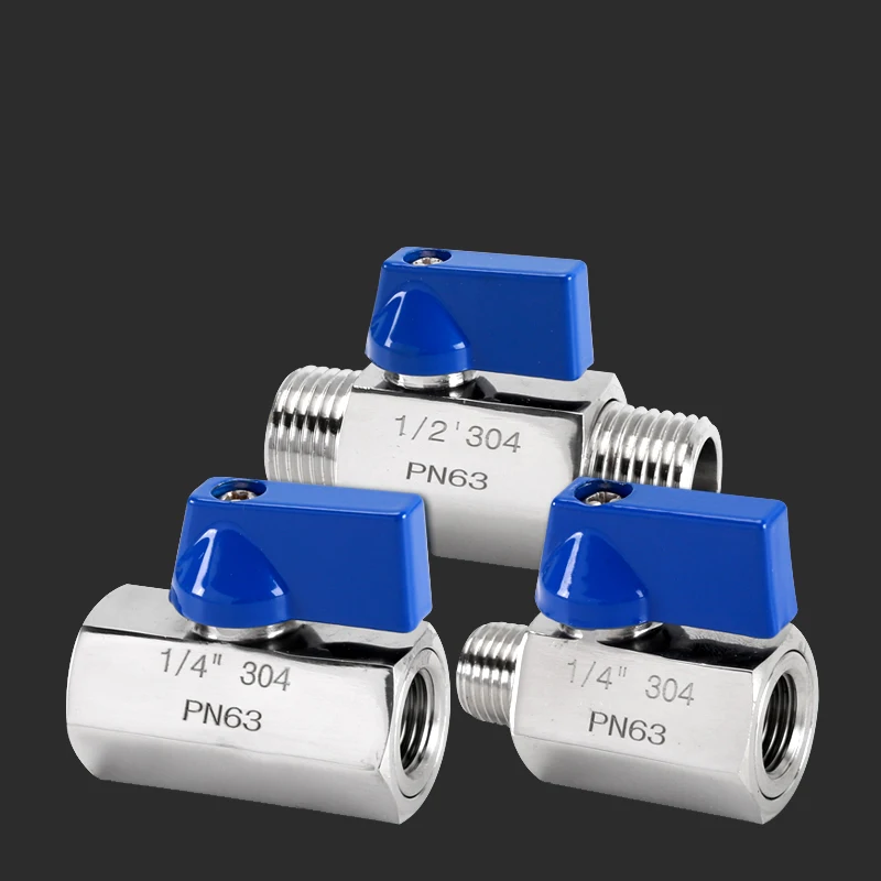 

PN63 Мужская и внутренняя резьба Микро Мини-шаровой клапан 1/8 1/4 3/8 1/2 3/4 1 дюйм Переключающий клапан из нержавеющей стали 304 ﻿