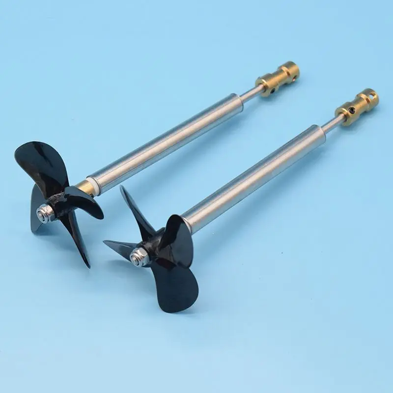 1 Pairs 4mm Boat Shaft Drive Shaft With Left and Right 4 Blades propeller +Brass coupler For Rc Baits Fishing Boat Trawler Boat