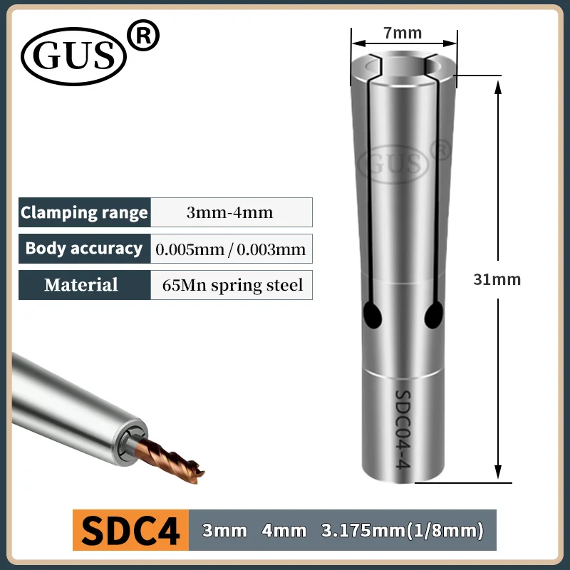 High precision 0.003 0.005 mm SDC chuck DC4 DC6 DC8 DC12 collet, used for taper BT30 BT40 BT50 HSK spindle pullback tool holder