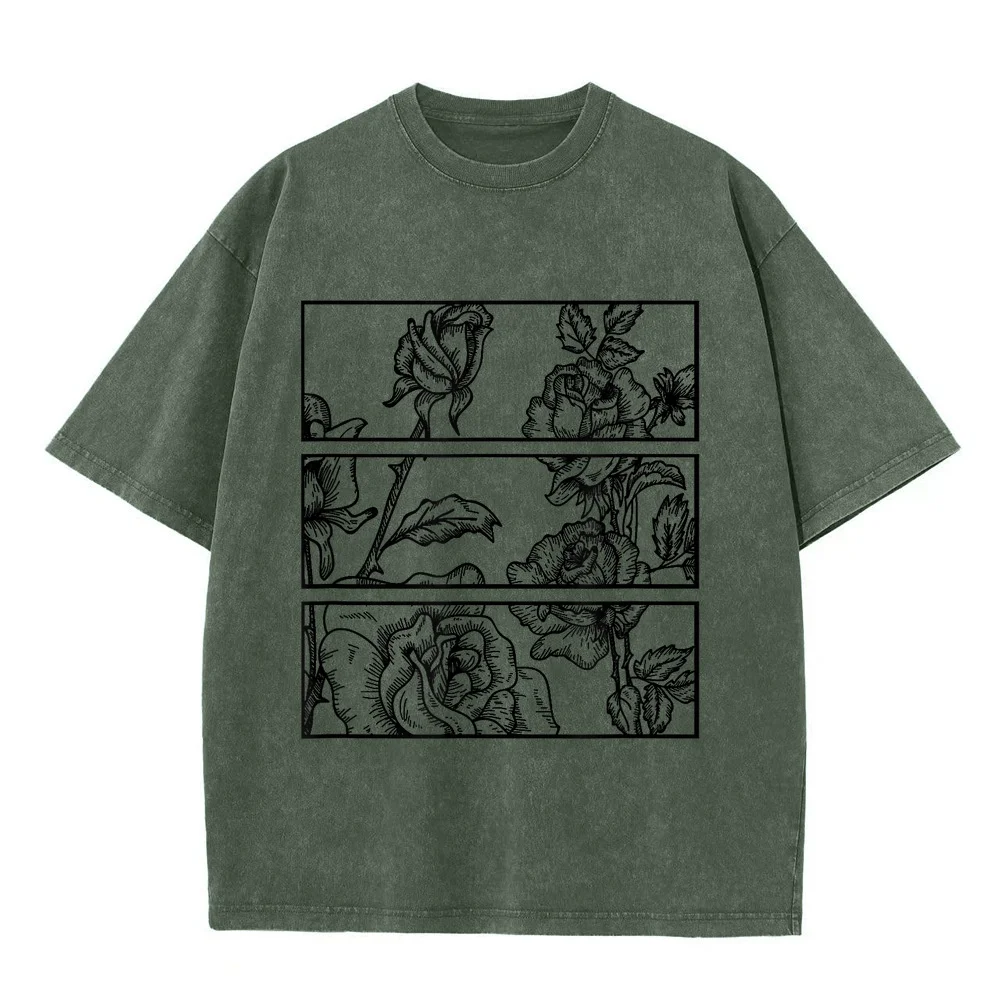 Black Roses Aesthetic Clothing Soft Grunge Clothes Goth Punk T-Shirt Koszulki Męskie Camisetas Para Hombre Originales Men's