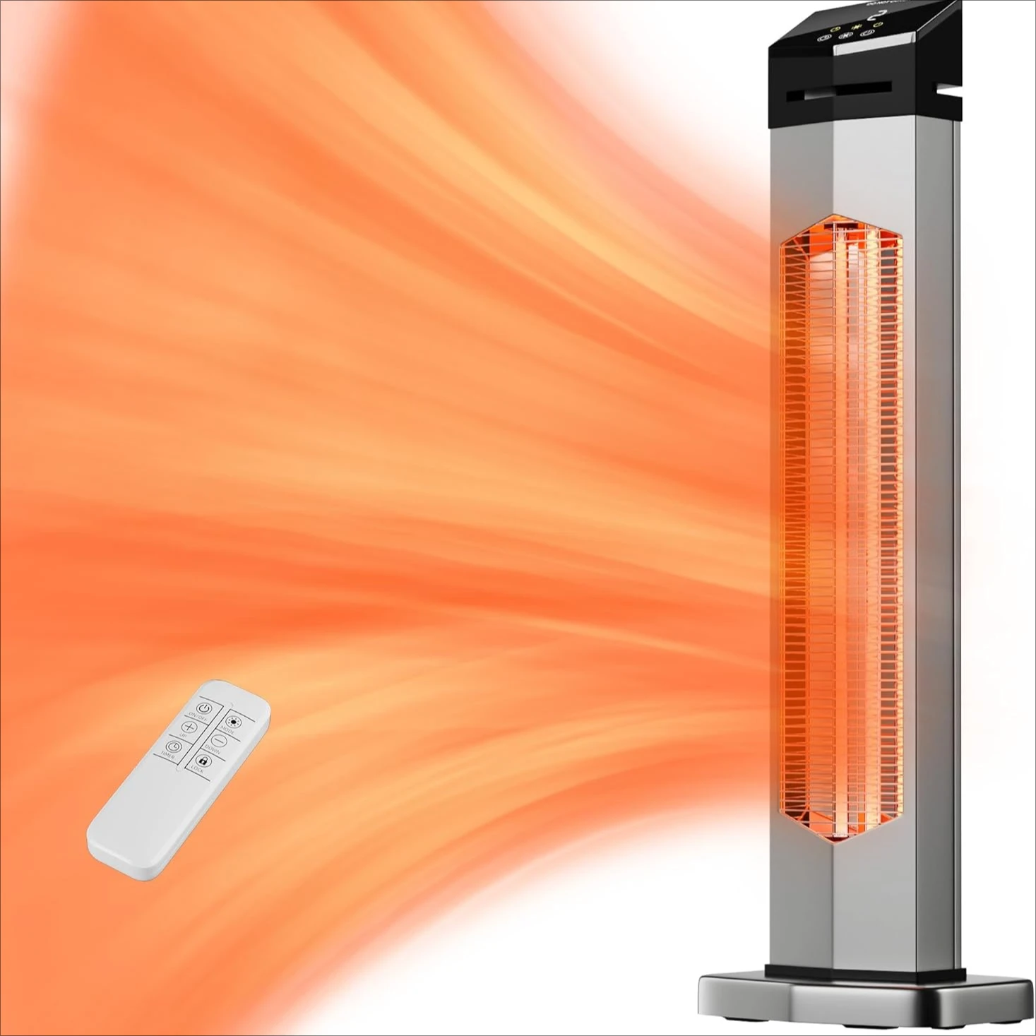 Outdoor Heaters for Patio,1500W Electric Infrared Radiant Heater with Remote,37IN Portable Tower Space Heater with 12H Timer