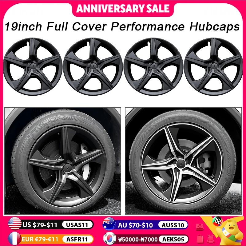

4PCS HubCap Car for Tesla Model Y Juniper 19 Inch Wheel Cover Wheel Cap Replacement Automobile Full Rim Cover Accessories 2025
