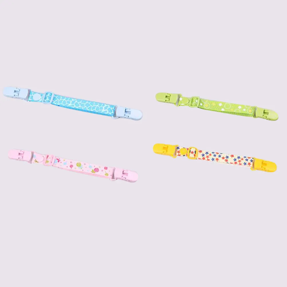 4Pcs Baby Bib Clip Premium Polyester Adjustable Length Towels Holder Lightweight Strong Texture for Boys Girls Baby Pacifier