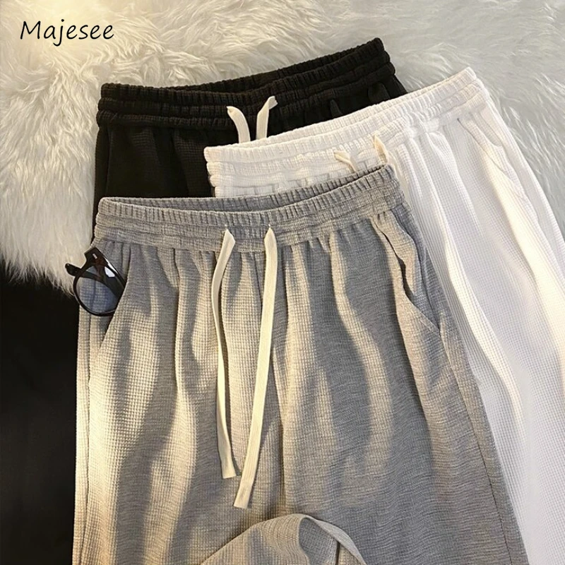 

Wide Leg Pants Men Summer Chic Solid Simple All-match Unisex Handsome Males Sporty Trouser Daily Casual College Pantalones Baggy