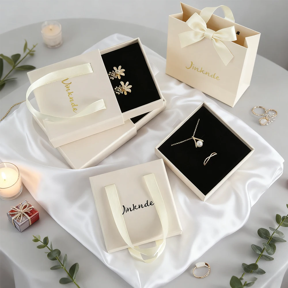 الجملة 100 حزمة فاخرة ورقة قلادة صندوق السفر مجوهرات المنظم حالة أدراج انزلاق المصوغات أقراط خواتم صناديق #1