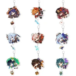 Anime Impact Keychain Zhongli Venti Cyno Keli Hung Key Chain For Women Accessories Cute Bag Pendant Key Ring Jewelry