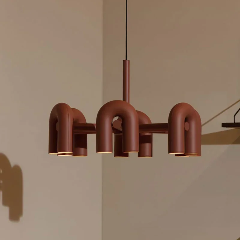 Plafonnier suspendu en plastique de type U, design moderne, éclairage d'intérieur, luminaire décoratif de plafond, idéal pour une salle à manger