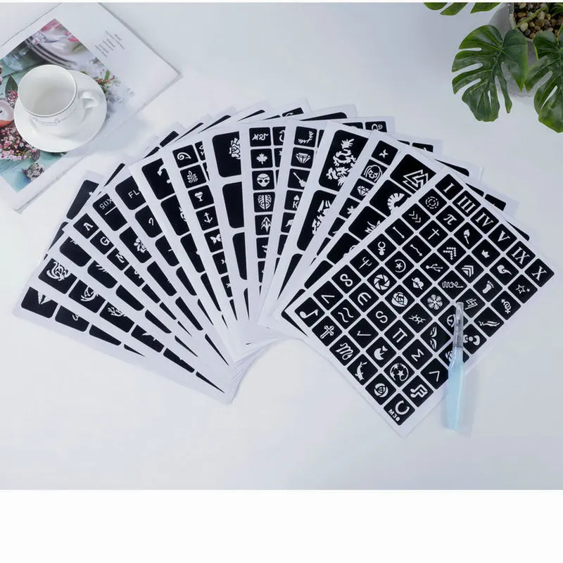 

40/20/10/5 листов трафарет для татуировки случайный узор татуировка наклейка для женщин девочек детей шаблон для рисования татуировки трафареты комплект случайно