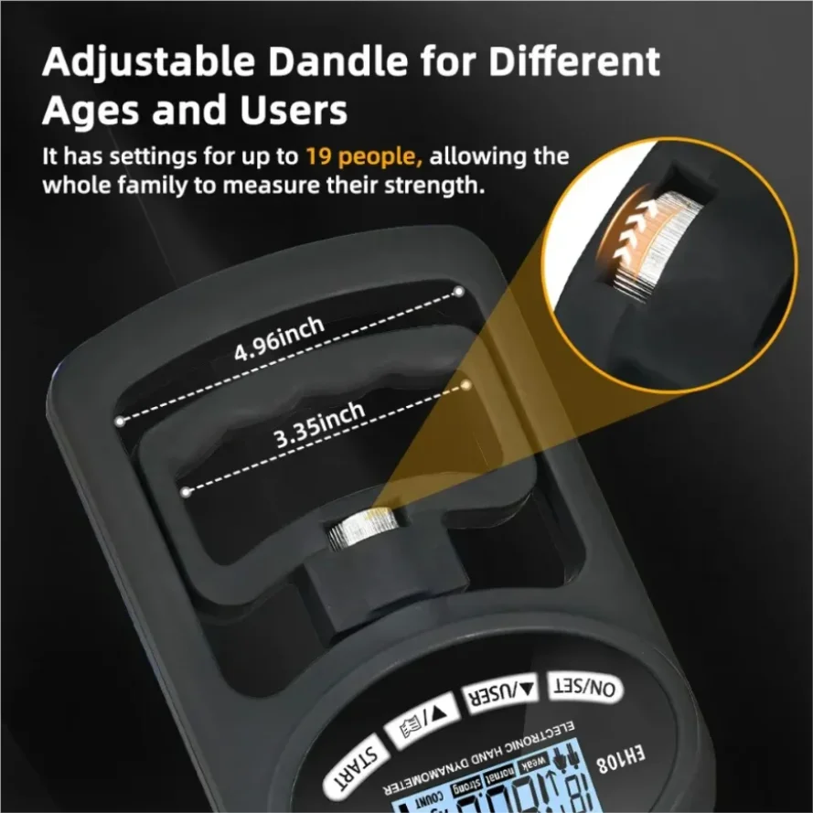 Digital Hand Dynamometer 265Lbs/120Kg Grip Strength Meter Grip Strength Tester USB LCD Screen Hand Grip for Power Training Sport