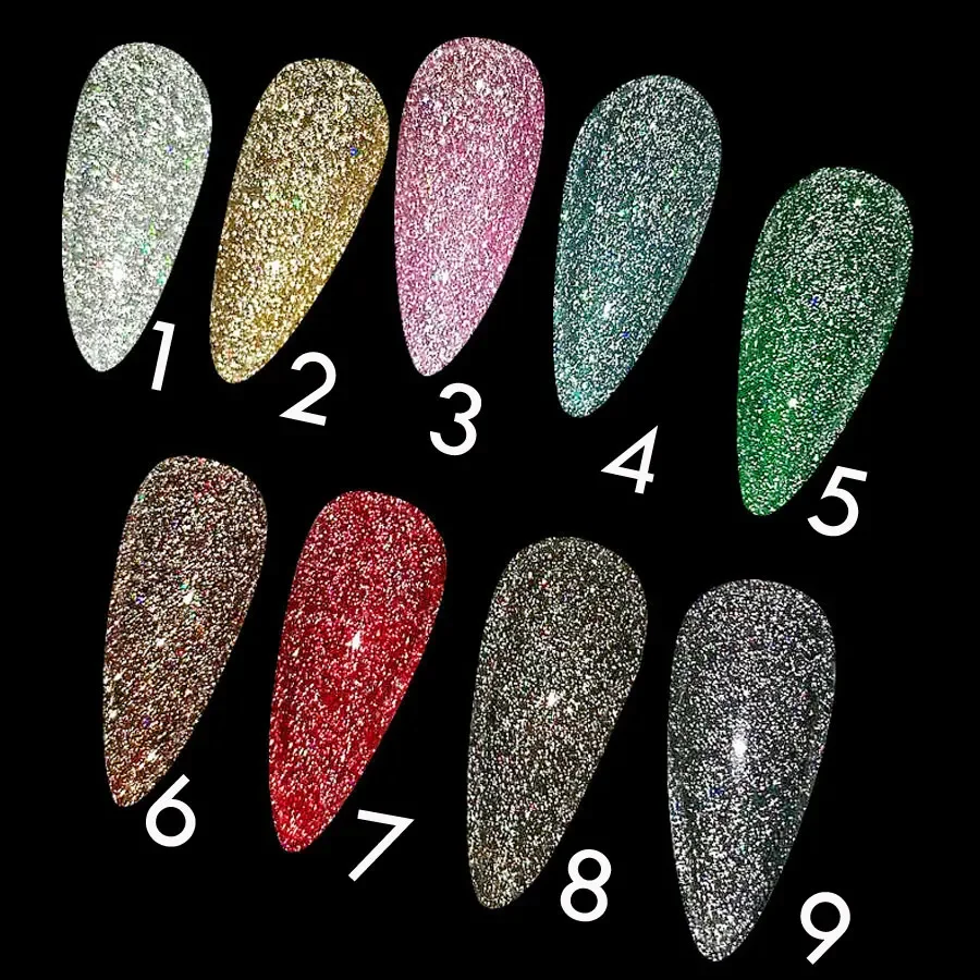 160g Night Reflective Glitter Disco Gel Nail Polish Sparkling Broken Diamond Nail Gel Shiny Sequins UV Gel Varnish