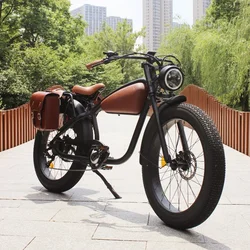 high power vintage electric bike 750W cafe racer electric bike fat tire 26''4.0 e bike 1000 watt for man