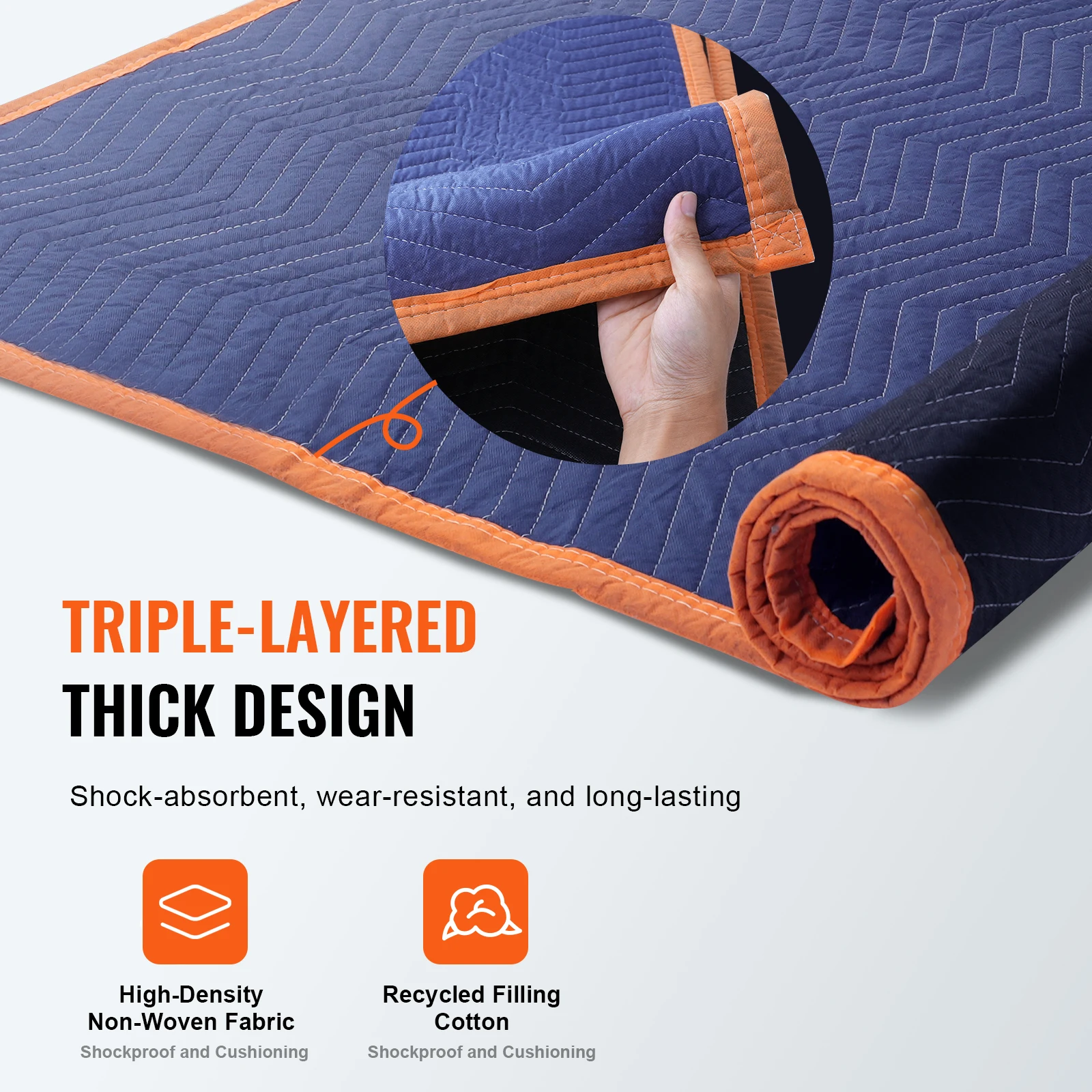 Imagem -03 - Vevor-heavy Duty Moving Blankets Embalagem Blanket Mover Pads para Proteger Eletrodomésticos Móveis 35 65 Lbs 12 Packs 80x72 Embalagem