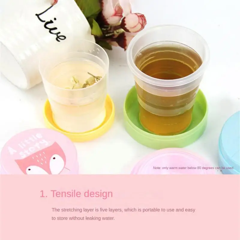 Portable Telescopic Cup Folding Cup Mini Retractable Cup Scalable Silicone Outdoor Travel With Lid