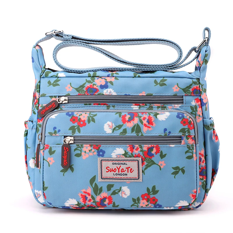 1 Piece Ladies Printed Oxford Cloth Shoulder Messenger Bag Large Capacity Multi-flap pocket pants Outdoor Bag Casual Bag