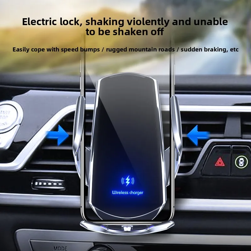 Tropical Heat Resistant Wireless Charging Car Mount Universal Size, Foldable Stable Build for Daily Ride-Hail Navigation Work