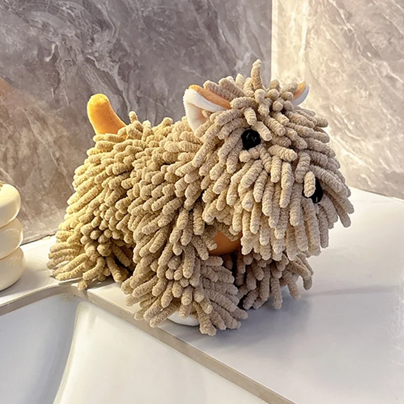 Cute Schneier Cartoon Dog Figurines Hanging Wiping Towels 3D Handkerchiefs for Kitchen And Bathroom Hand Towel Dress Accessories