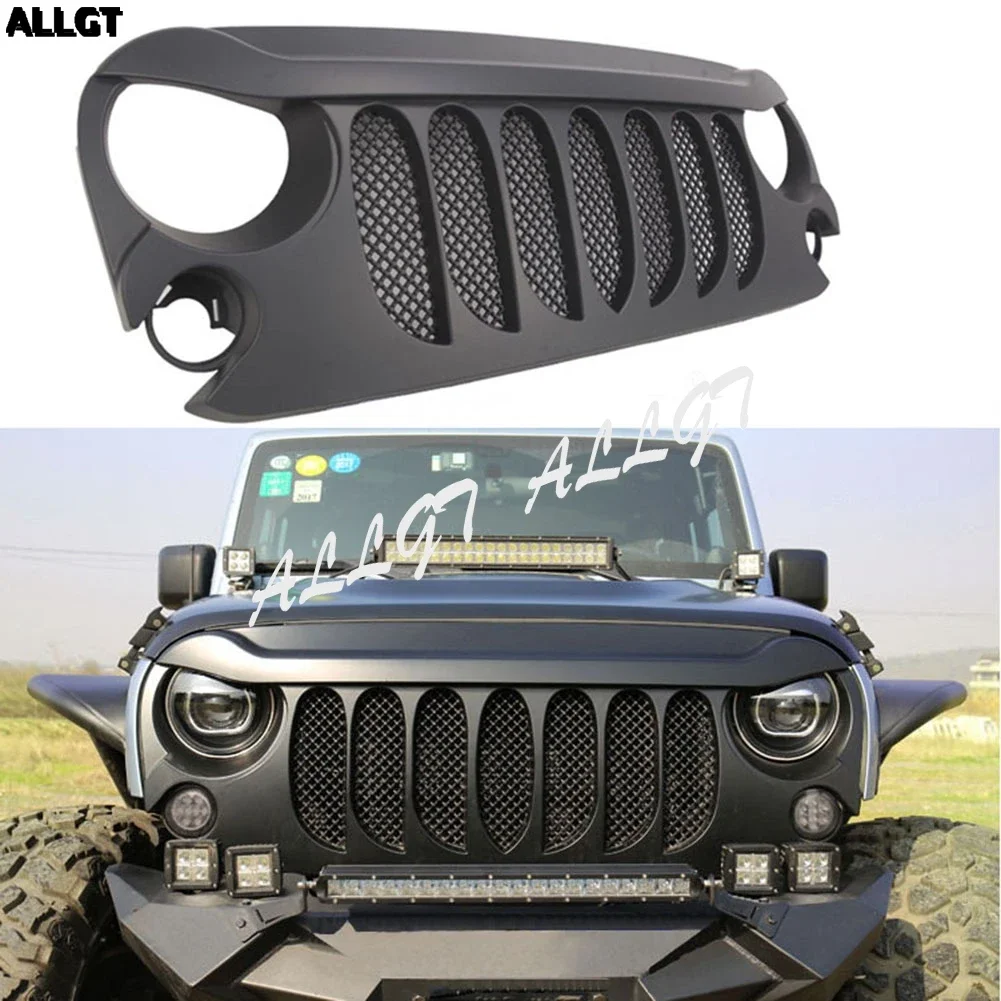 Front Grille Bumper Upper Grill Mesh Insert For Jeep Wrangler JK Black 2007 2008 2009 2010 2011 2012 2013 2014 2015 2016 2017