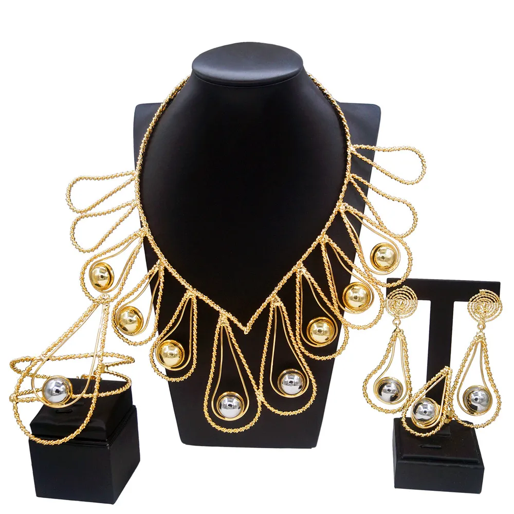 Luxury Designer Jewelry Women Bracelet Summer Hot Sale Accessories Brazil Gold Plated Large Jewelry Set