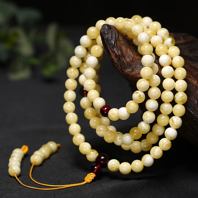 Natural Amber Bracelet Mala Beads 108 Necklace Men Women Healing Gemstone Fine Jewelry Baltic Amber Buddhist Beads Bracelets