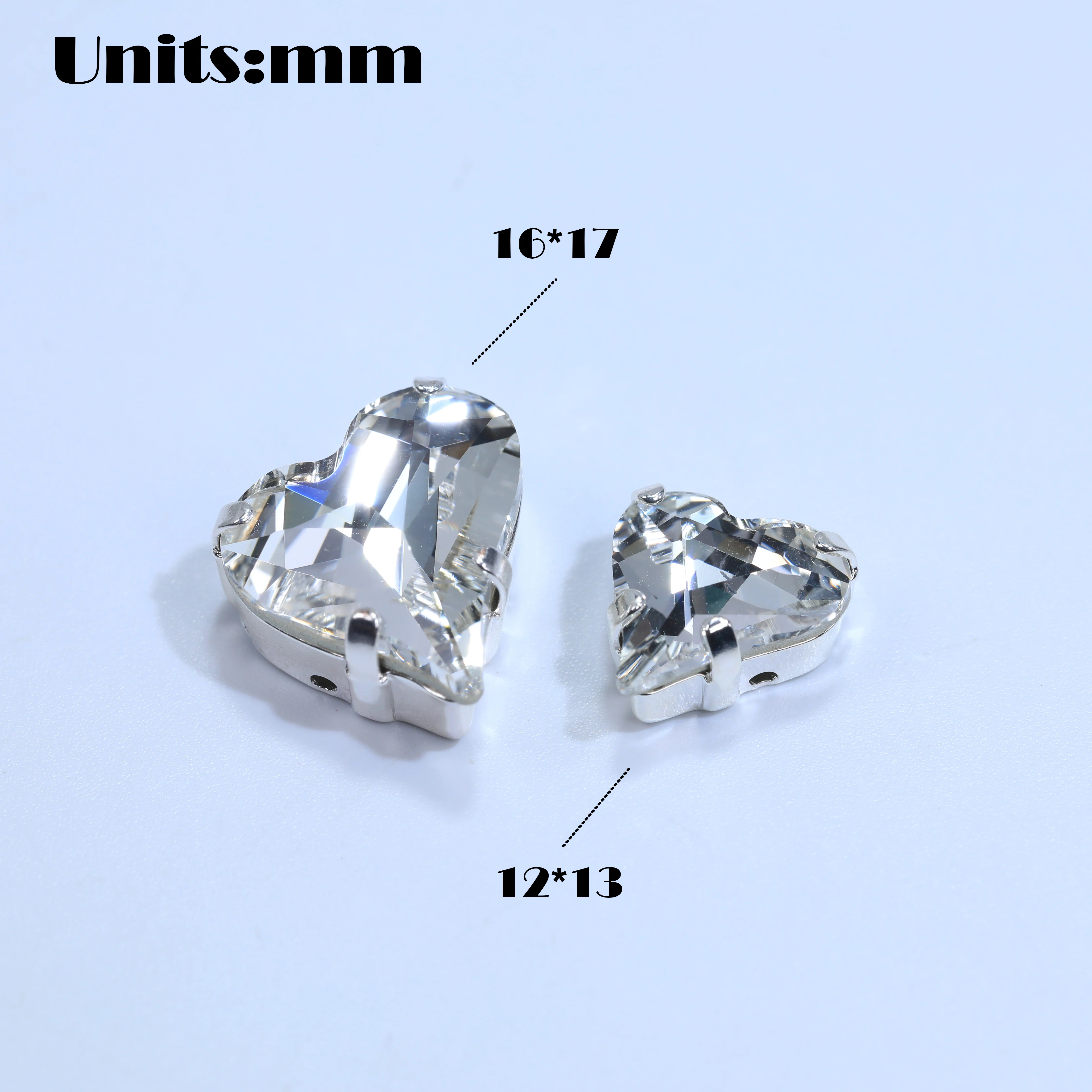 Klauen-Kristall-Strasssteine mit Silber- und Goldbasis, Herzform, zum Aufnähen, K9, für Brautkleider, Schuhe, DIY-Schmuckherstellung, Großhandel – Detail 2